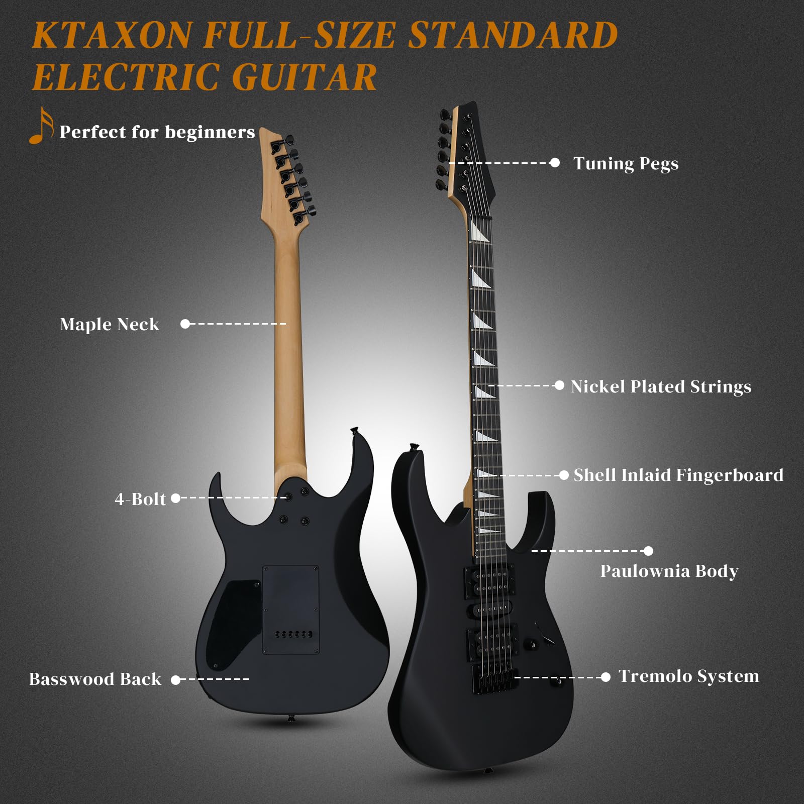Ktaxon 39'' Electric Guitar with 20Watt Amp, Full Size 170 Model Starter Guitar Kit for Beginners & Professional W/Bag, Strap, U